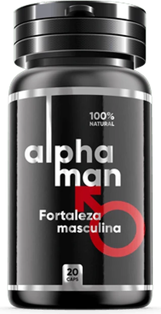 Frasco de Alphaman, suplemento natural de 20 cápsulas para fortaleza masculina
